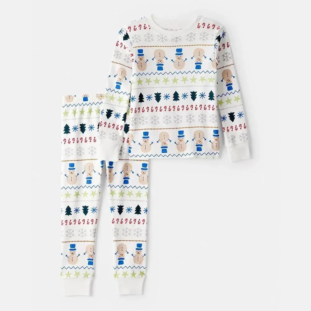 NEW! 3T Carter's Toddler Christmas Snowman Fair Isle 2PC Pajama Set White